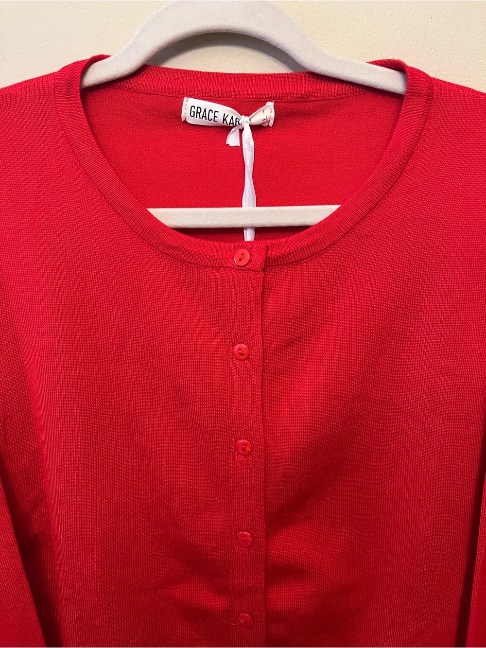 NWT Grace Karin Cardigan Women's Size Large Solid Red Classic Holiday - Picture 2 of 7